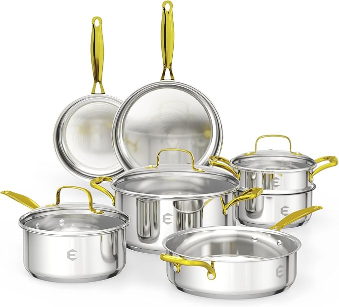 Luxuriöses 10-teiliges Kupfer-Kochgeschirr Set